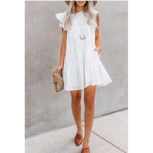 After Market ,  Vici White Tiered Dress, Size Large